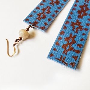 hand-painted hand-cut aztec recycled leather earnings